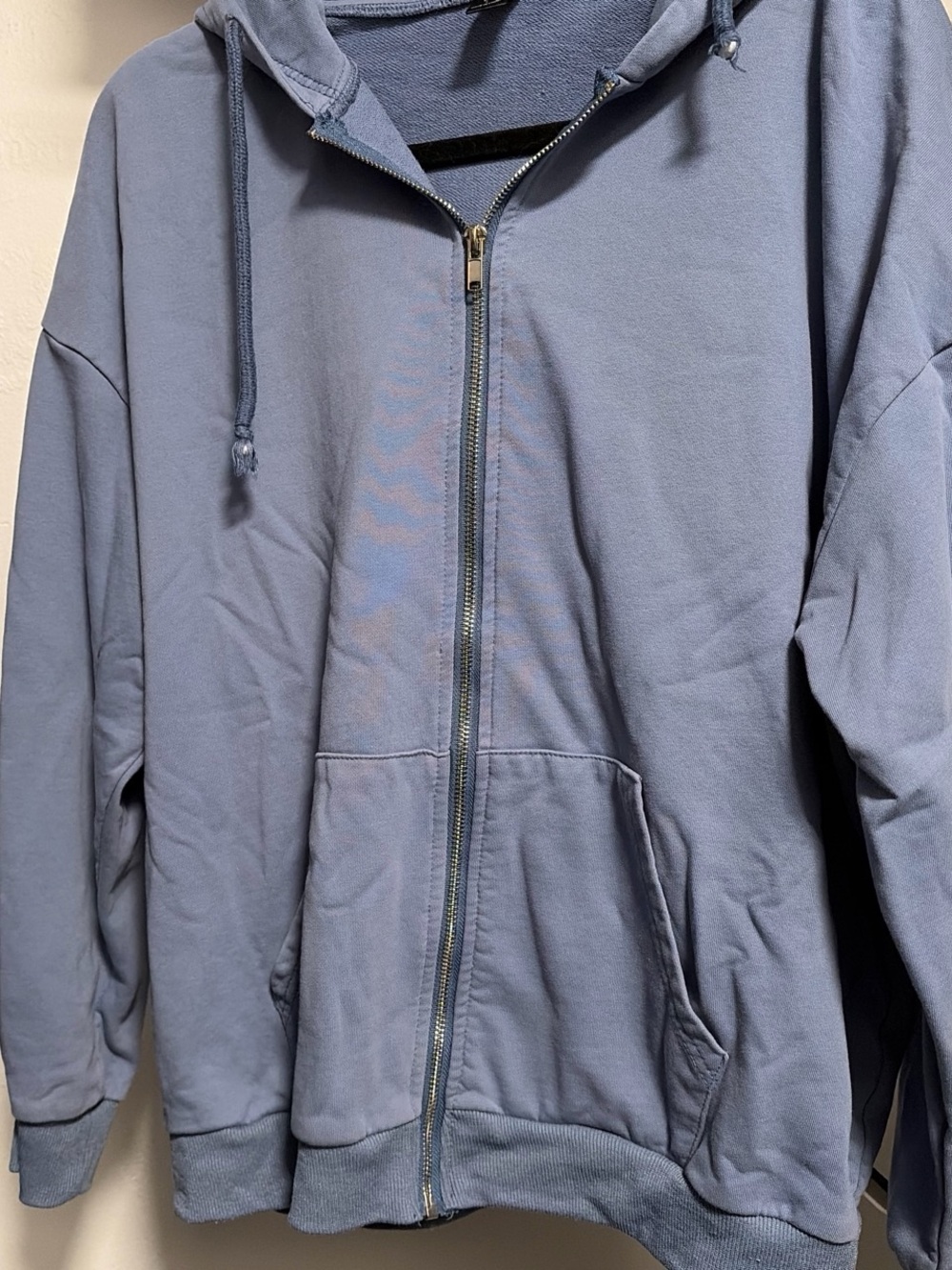 Women's Light Blue Full-Zip Hoodie Sweatshirt